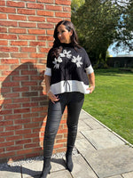 Black Applique Floral Knit Tanya